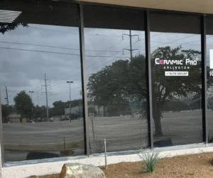 commercial building showcasing professionally installed window tinting
